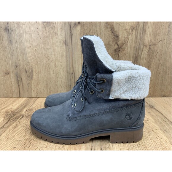 Timberland Women's Jayne Waterproof Fleece Fold Down Boots Dark Gray Women's 9 M - Picture 3 of 16